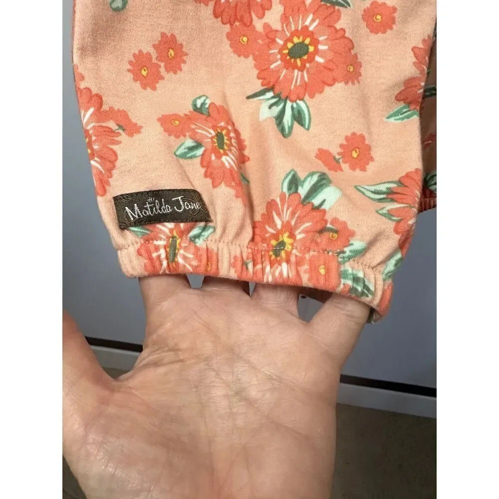 MATILDA JANE Infant Girl Dozing Off Floral Convertible Romper Orange Size 18-24